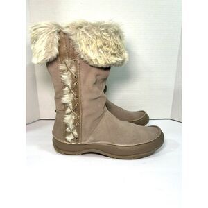 The North Face Jozie II Tan Beige Faux Fur Cuff Trim Snow Ski Winter Boot Sz 9